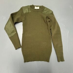 Commando Sweater Women's XL Green Pullover Knit Military Shoulder Patch Vintage
